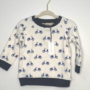 Monica + Andy Scooter print Sweatshirt | NWT , 6-9M, organic